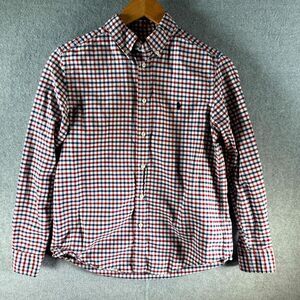 Ralph Lauren Shirt Men 16 Multicolor Checkered 100% Cotton Collared‎ Button Down